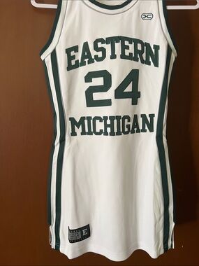 Eastern Michigan White & Green Kids Basketball Jersey Dress